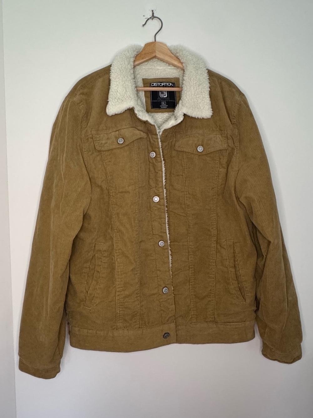 Distortion Men's Tan Corduroy Sherpa Jacket